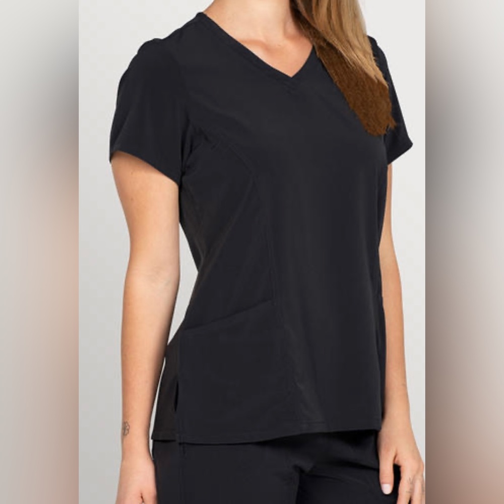 Women’s scrub top, Willow Brook Zoe V Neck, black, size XS